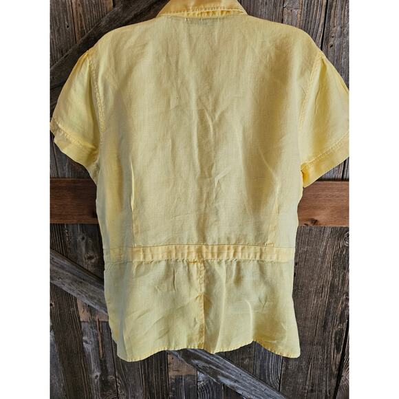 Kim rogers 100% linen short sleeve button up back bottom slit summer casual XL ^ - Picture 3 of 6